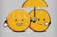orange umbrella